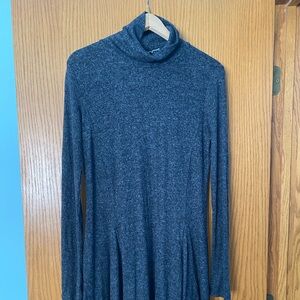 Gray Turtleneck Long Sleeve Dress